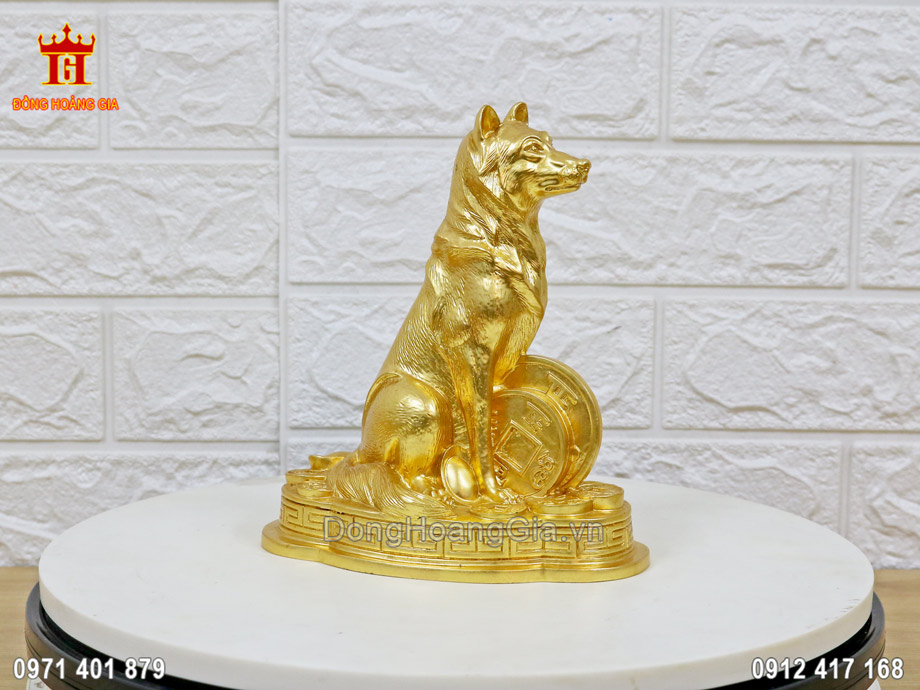 Tượng Chó mạ vàng 24k - Quà tặng ý nghĩa cho sếp tuổi Dần, Ngọ, Tuất